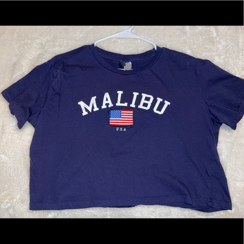 Navy Blue H&M Crop T-Shirt